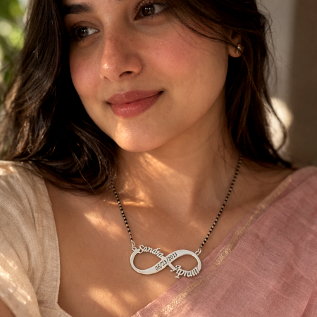 Handmade 925 Sterling Silver Sandra Apram Infinity Mangalsutra Necklace